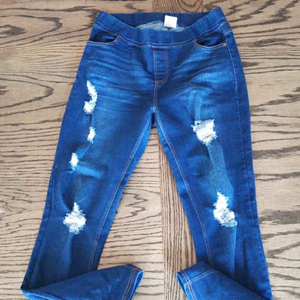 Womens elastic waist band skinny jeans